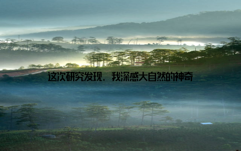 这次研究发现, 我深感大自然的神奇